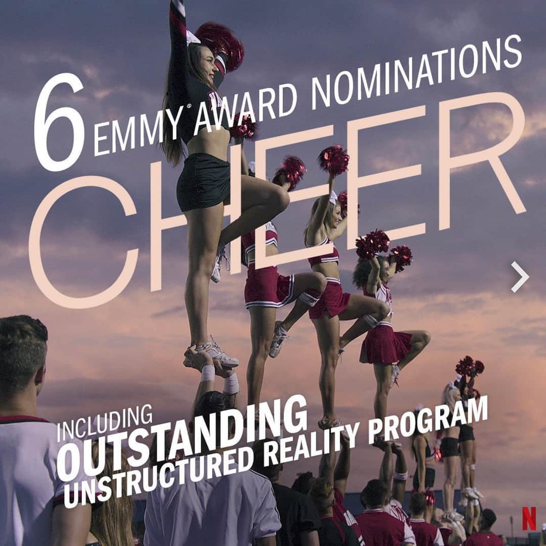 CHEER received SIX Emmy nominations this morning!  Thank you to the 2019 <a href="/Navarro_Cheer/">Navarro Cheer</a> team as well as <a href="/gregonepotato/">Greg Whiteley</a> and the entire crew for telling our story.  We are so blessed. ❤