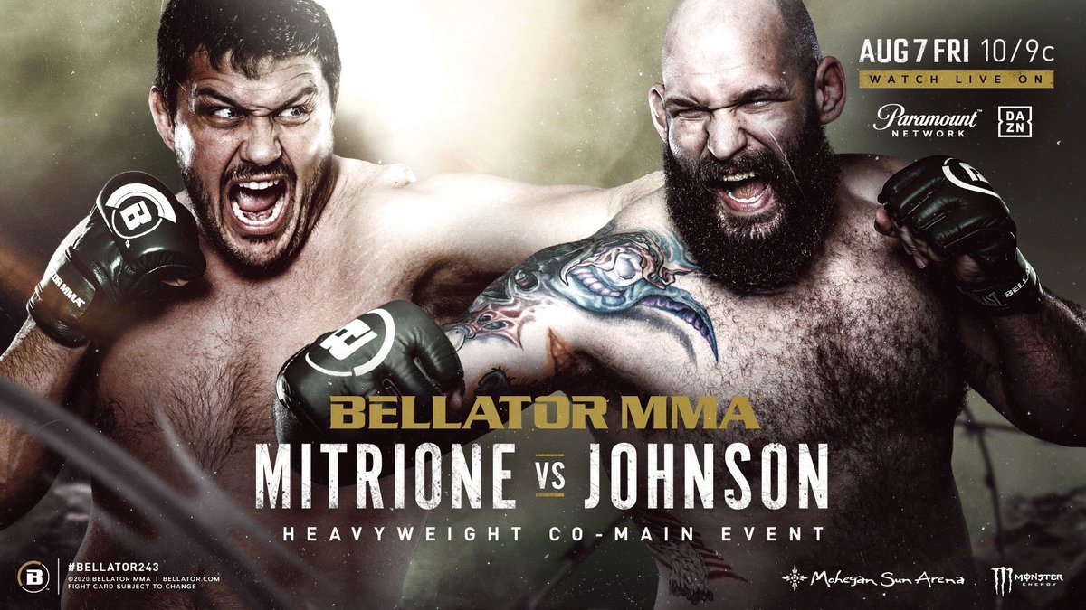 ScottCoker's tweet photo. Next Friday’s #Bellator243 Main Card https://t.co/0l5Lc4mGOP