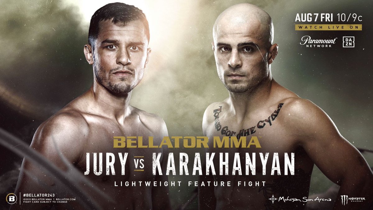 ScottCoker's tweet photo. Next Friday’s #Bellator243 Main Card https://t.co/0l5Lc4mGOP