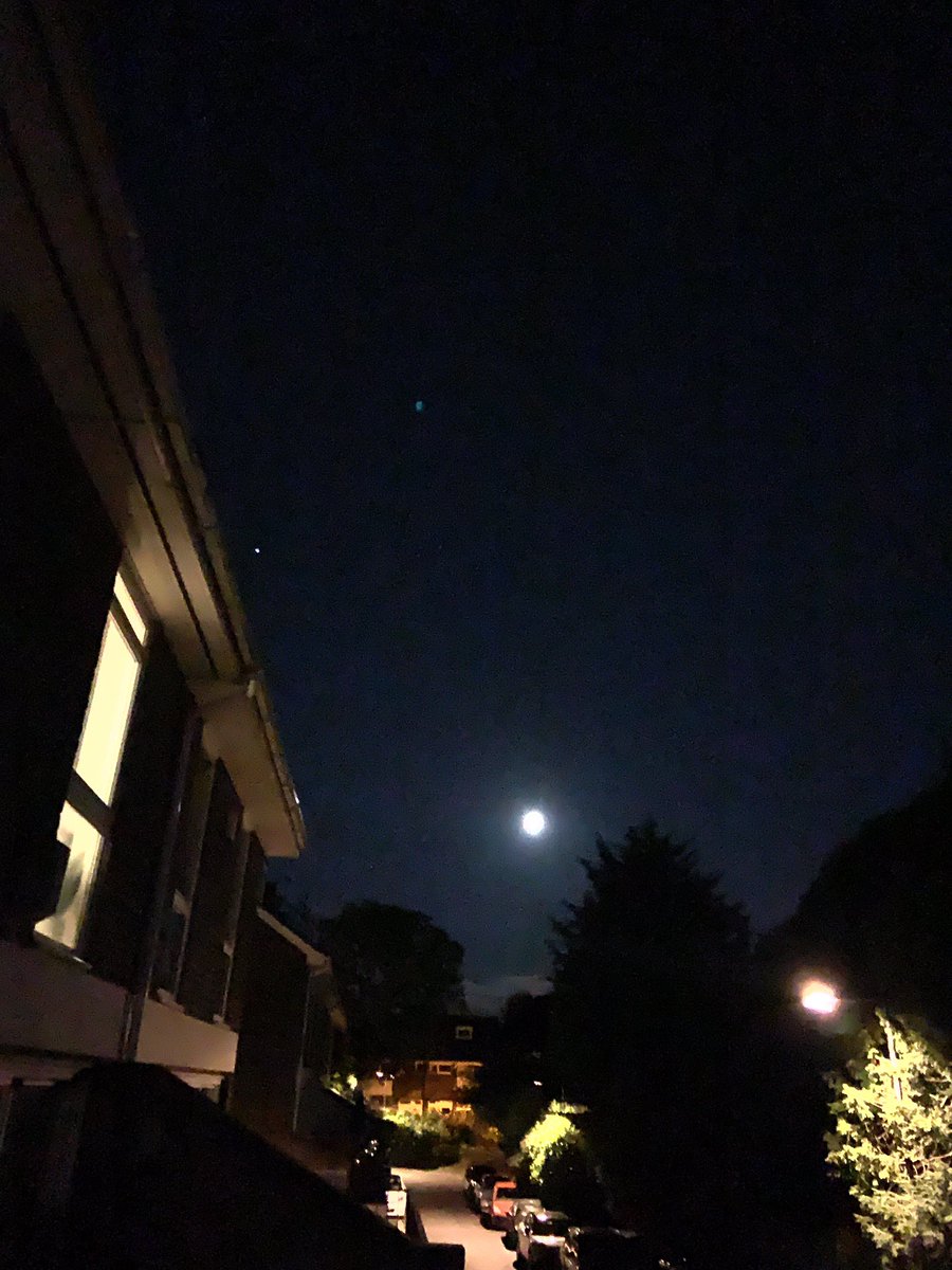 mooloomitch's tweet image. ISS passing Douth London with the moon in background.