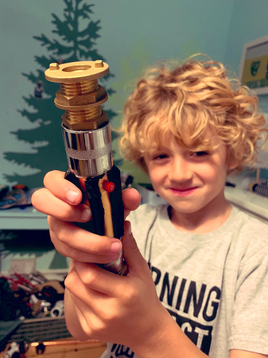 thirkettle's tweet image. Hey @1Ben_Laurence. My youngest son was really inspired by your videos and really liked your lightsabers so he started constructing his own. We hope you like it...