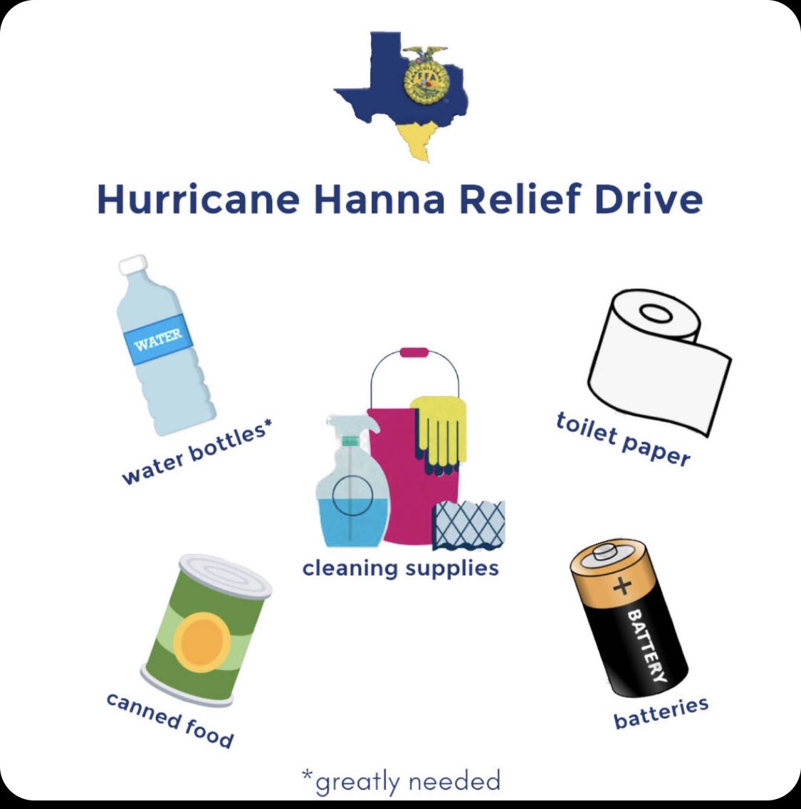 Area V We need your help! Our Area X FFAmily is going through a serious time due to Hurricane Hanna. Reach out to your district Area Officers for more details or reach us through our twitter, instagram, or Facebook. Let’s unite together and serve others! 
#HurricaneHanna