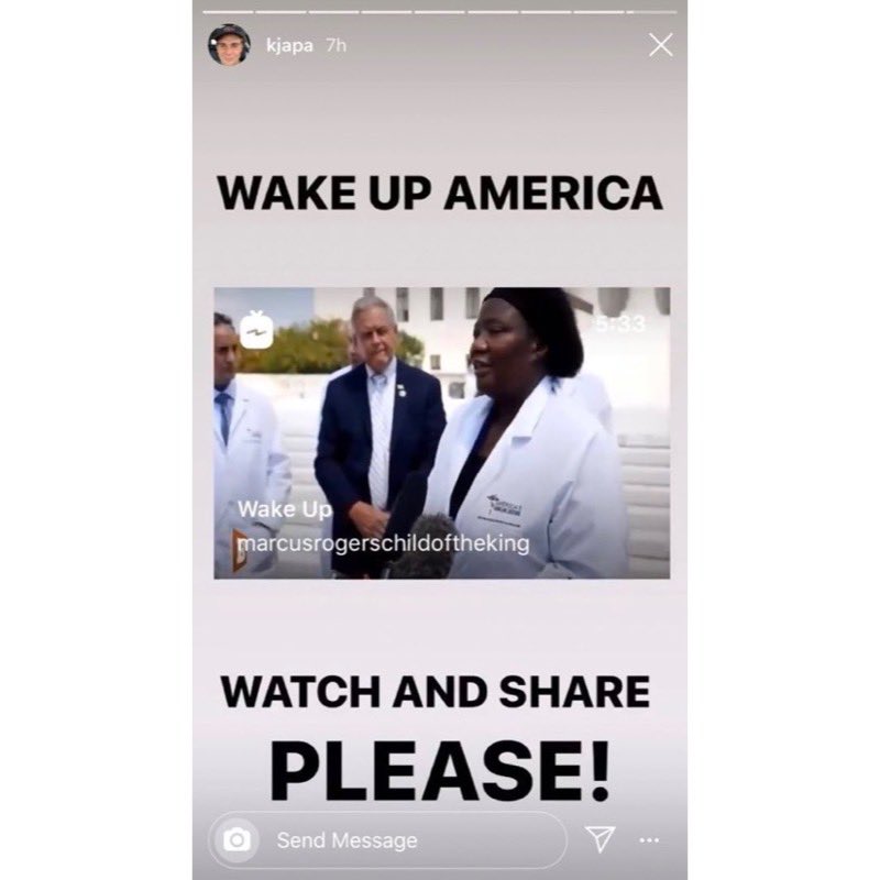2. Actor KJ Apa who starred on Riverdale also shared the Dr. Stella Immanuel video with his 18 million followers on Instagram. It’s since been taken down.