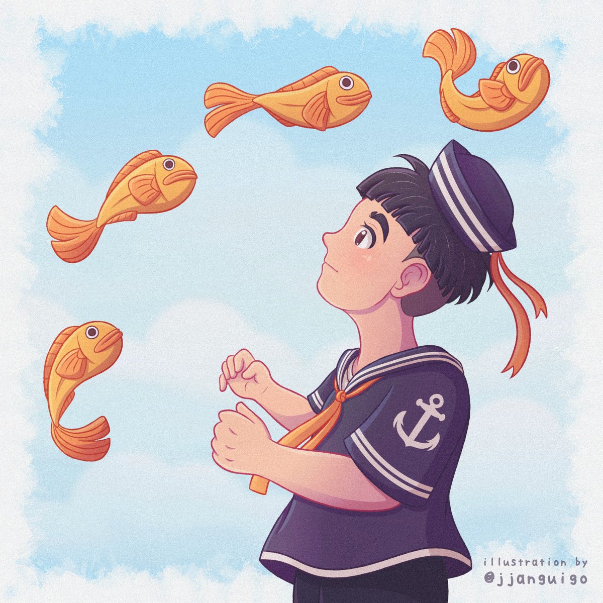 rascunhoguigo's tweet image. 🌊 Sosuke ~Gake no Ue no Ponyo~ 🌊

Aqui está minha ilustra pra #CollabGhibliBR! Desehei o Sosuke com alguns peixinhos dourados voando 💙 Foi muito divertido desenhar ele com a roupinha de marinheiro ✨

{ #sosuke #gakenouenoponyo #studioghibli #painttoolsai #jjanguigo }