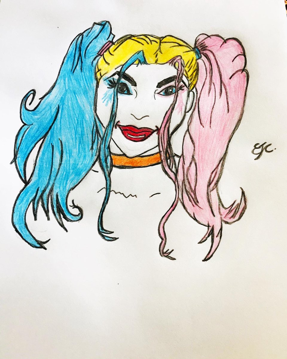 cassiegal's tweet photo. Finished both of these from the past 2 days. My first try doing a #harleyquinn piece. ๐. #dccomics #disney #aladdingenie #sketch #pencildrawing #animation #ArtistOnTwitter x https://t.co/HR1m5ptKVF