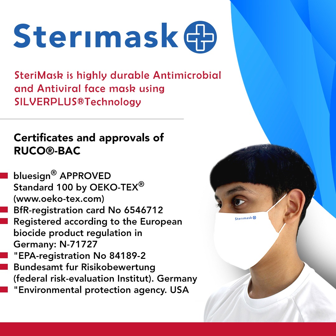 globmedical's tweet image. #Sterimask #SilverPlus® #Reusable 3 Layer #Antimicrobial Face Mask

100% biodegradable Cotton fabric with“SILVERPLUS®” antimicrobial technology effective against all known pathogens, intended to reduce the potential spread of virus from person to person
#facemask #facecoverings