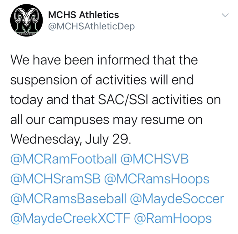 PIPElineSBISD's tweet photo. Great job Katy ISD getting your kids back to practice! We hope that @jennifer_blaine and @SBISD and @sbisdathletics follow your leadership and let our kids get back to SAC too! #PIPEline2school #LetThemPlay https://t.co/WebjmbOFen