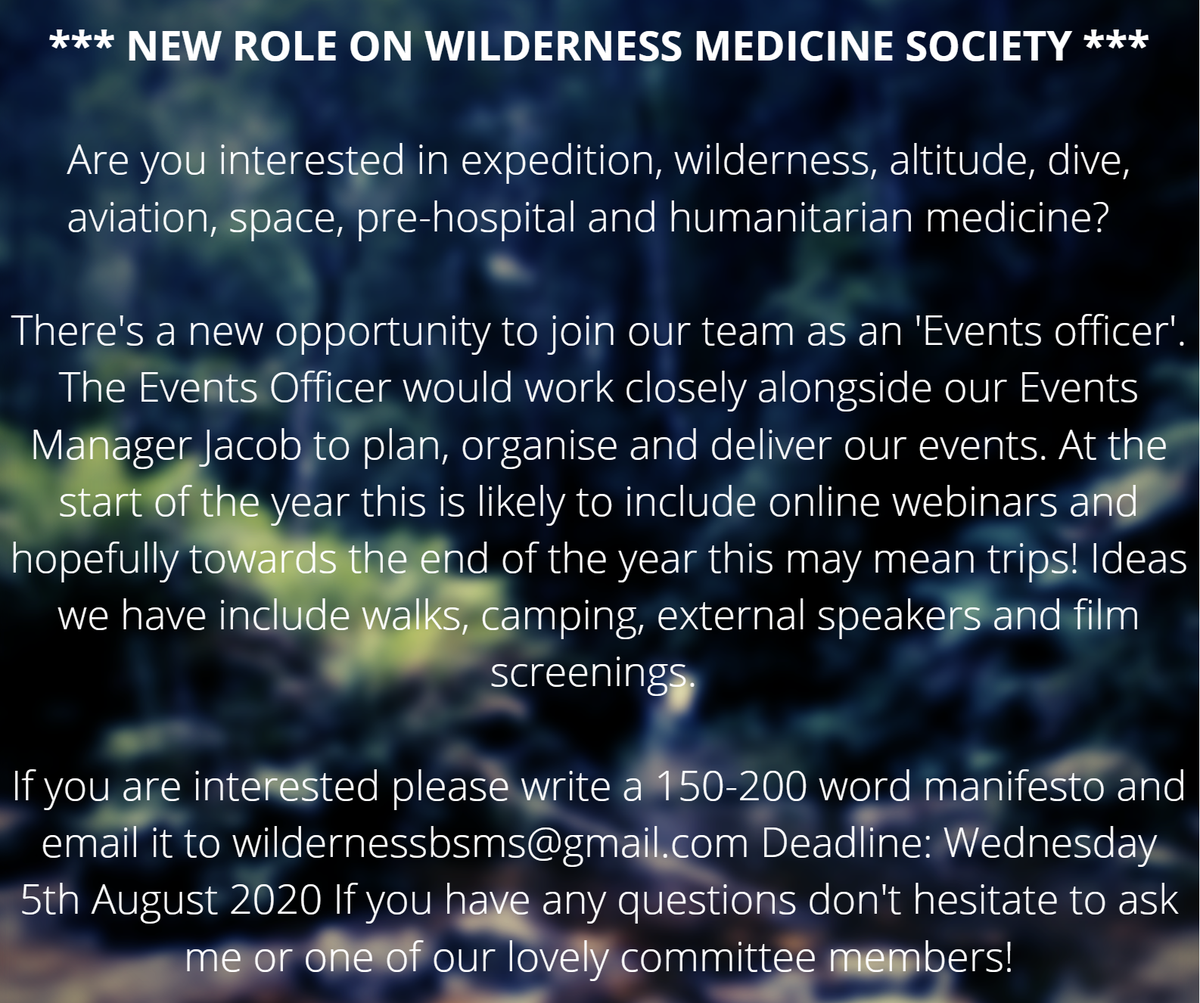 wildernessbsms's tweet photo. New role open to Brighton and Sussex medicine and healthcare students! https://t.co/iHbD02CstR