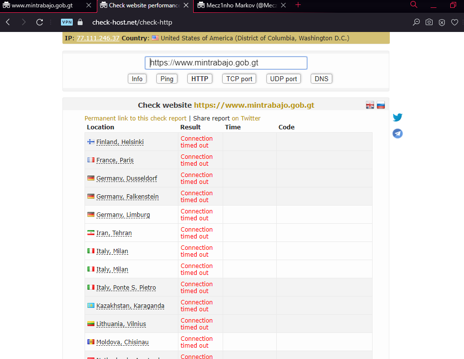 #Pryzraky #Mecz1nho
#OpGuatemala #OpGuatemalaLibre

Guatemalan government stop corruption, your sites will be broken by <a href="/Mecz1nho/">vitalik.éth........................Mecz1nho Markov</a> and others activists.

mintrabajo.gob.gt - Guatemalan Ministry of Labor (<a href="/MINTRABAJOGuate/">MINTRAB</a>) #Offline

[Check-report]: check-host.net/check-report/d…