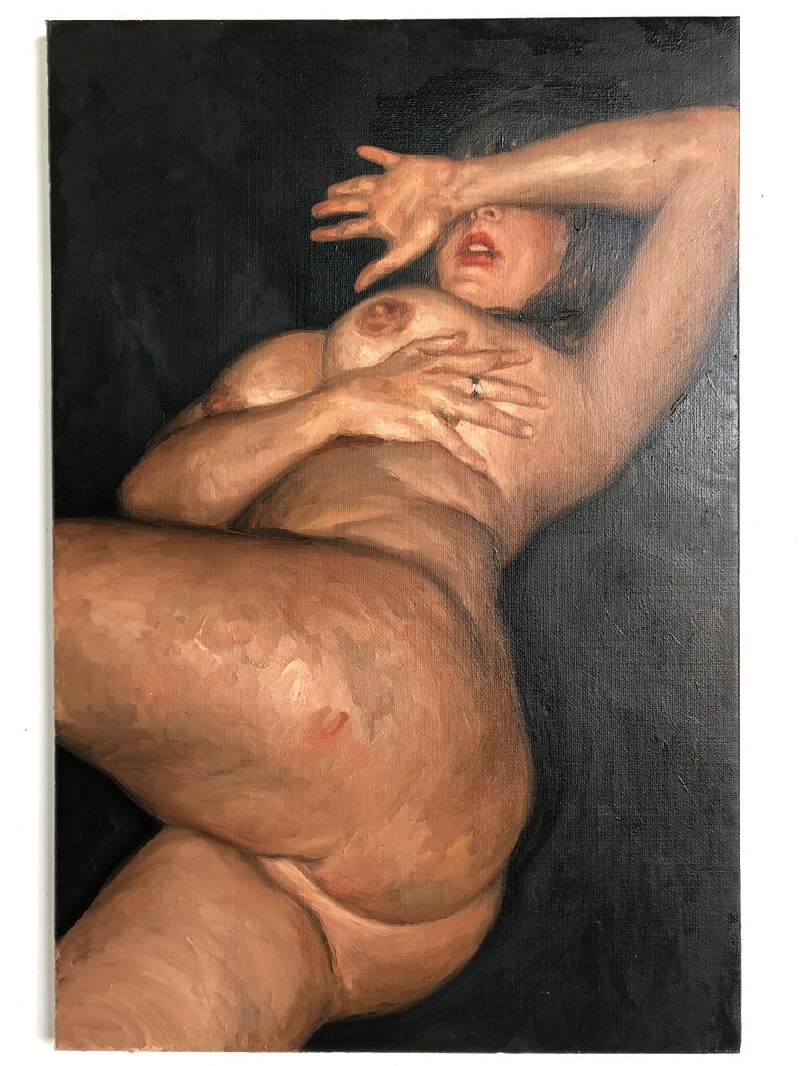 "SPANISH NUDE" (oil on canvas, lifesize, 2016). #oilpainting #painting #oiloncanvas #allaprima #art #contemporaryart #newbeauty #neueschoenheit #pascalmoehlmann