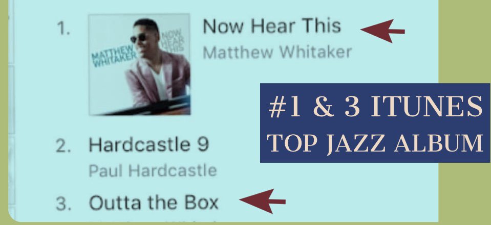 _MattWhitaker's tweet photo. THANK YOU!!!! GOD IS AMAZING! #1 &amp; 3 iTunes Top Jazz Album PLUS #1 Best Seller Amazon Jazz!
I am grateful beyond believe!
Thanks to @60minutes and everyone that has bought both albums! Big virtual hugs to you all! 😄😎❤️🙏🏽
#NowHearThis #OuttaTheBox https://t.co/jXj7CVSziT