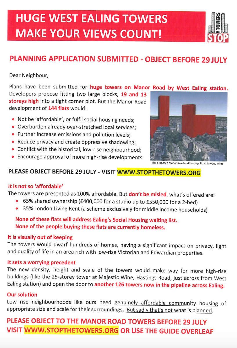 LAST DAY to OBJECT to these towers in Ealing.  Please add your voice to so many local people whose peaceful lives will be ruined by the arrival of these unnecessarily large and tall blocks...