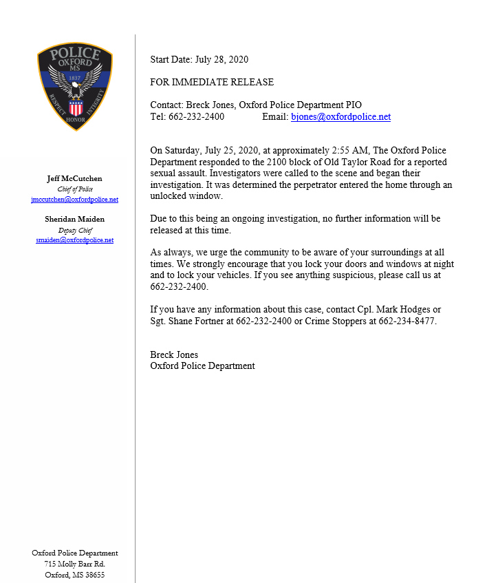 OxfordPolice's tweet photo. July 28th press release: https://t.co/uirN2HSnkg