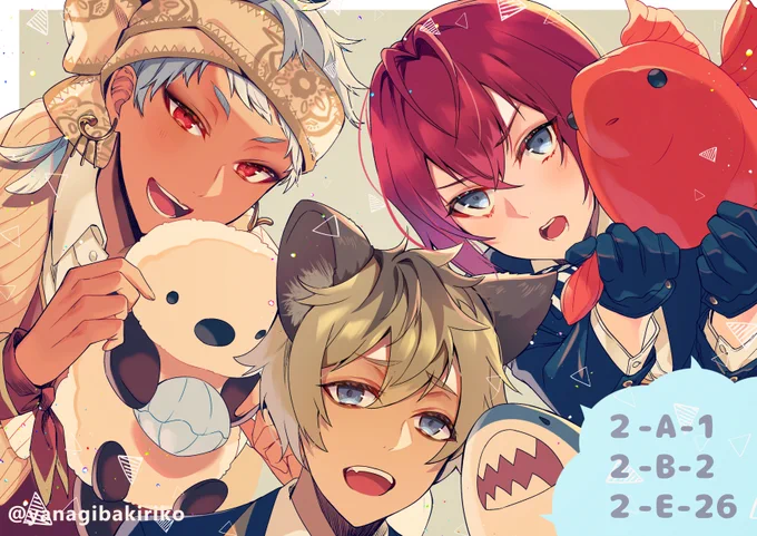 #ツイステファンアート
?「似てるか!?」
?「似てるッスか～?」
?「似てない!!!!」

NRC2年生かわいいので
まずリドル君、カリム君、ラギー君描きました 