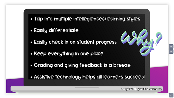 Mme_DiBenz's tweet photo. Enjoying day 2 of #TWTCON2020...some really good information/resources being shared by some very selfless educators...beginning with @JGTechieTeacher! #DigitalChoiceBoards https://t.co/PEnD7g2Z57