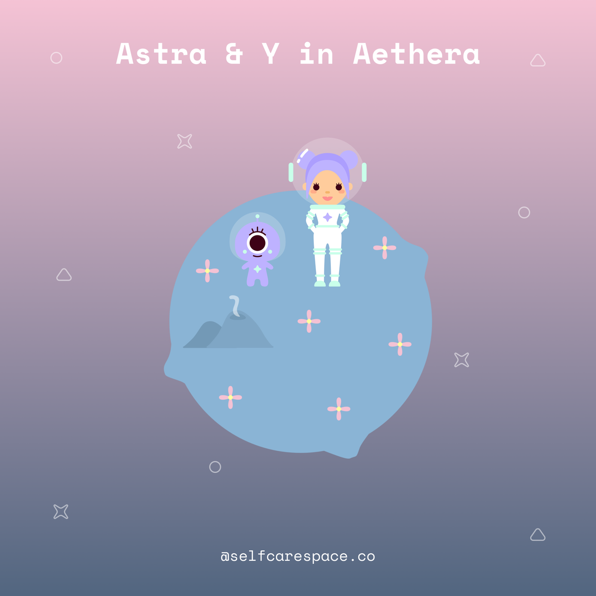 selfcarespaceco's tweet photo. Are you ready to join Astra and Y for self-care adventures? π | #selfcarespace #selfcare #mentalhealth #adventuretime #mentalhealthawareness #illustration #pastels #vaporwave https://t.co/YeybZkCMJW