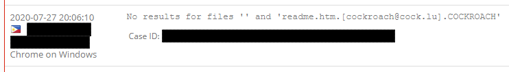 demonslay335's tweet photo. 🪳#Everbe 2.0 #Ransomware w/ extension ".[cockroach@cock.lu].COCKROACH" spotted on ID Ransomware by @PolarToffee https://t.co/OgD3hSv8CV