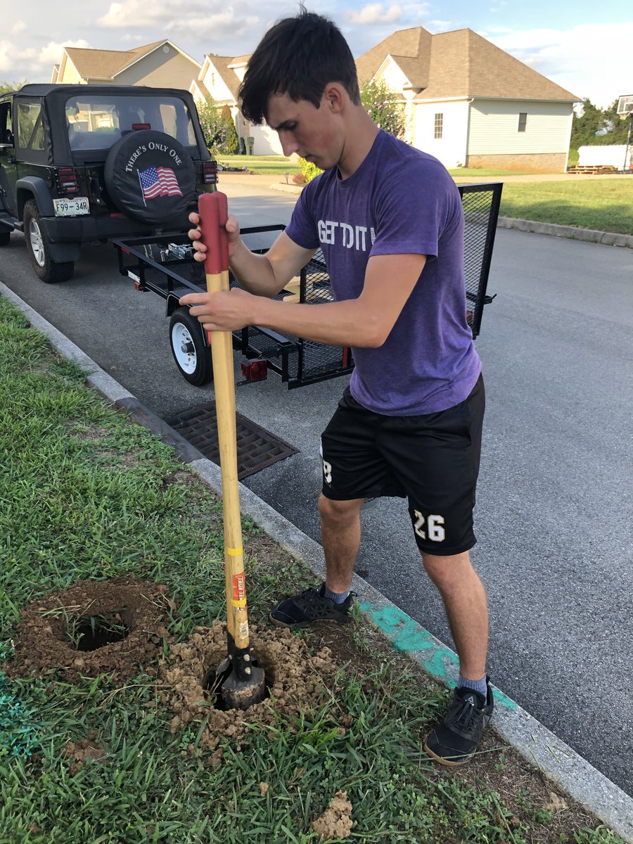 JacobJenkins21's tweet photo. My neighborhood is installing one of those "Little Libraries" to exchange books. Happy to help dig the hole for the post. The kids in the 'hood sure are excited about it. https://t.co/ZYcaFI3bqV