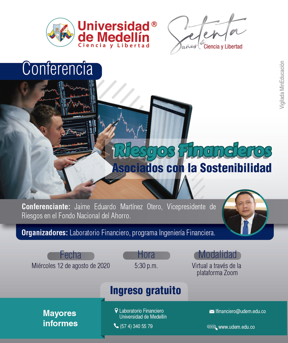 UdeMedellin_'s tweet photo. Los riesgos financieros es algo que podemos comprender para obtener los mayores beneficios, disfruta de esta interesante conferencia 📊 📈 🧾 el 12 de agosto, a las 5:00 p.m. aquí. Regístrate ahora aquí:  https://t.co/bMKti31Pa2 https://t.co/X53wqU1Dpe