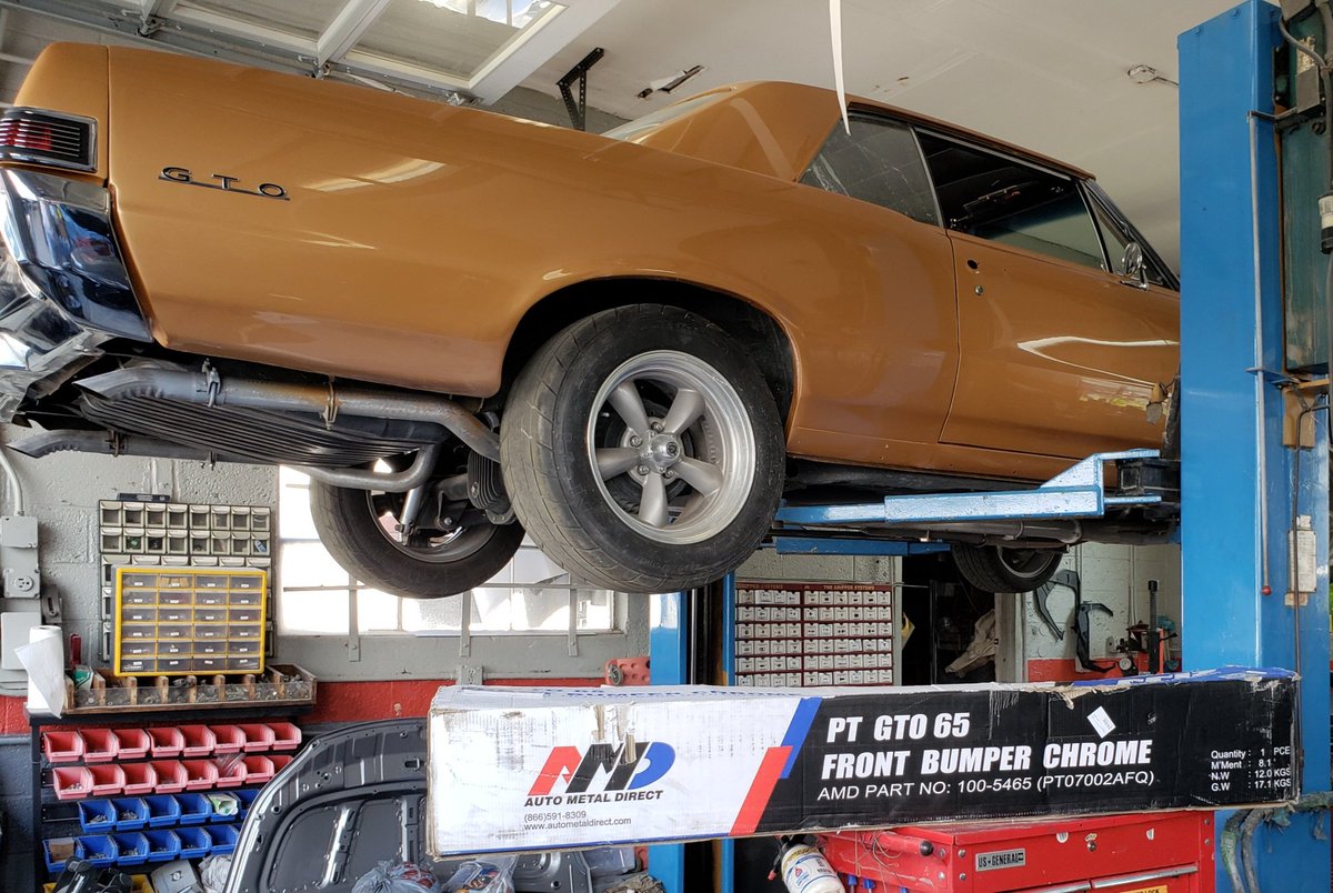 motormouthradio's tweet photo. Thanks to the people from @autometaldirect the #project65gto now has bright new bumpers. Next purchase: darker sunglasses to knock down that shine! https://t.co/pE0ZpDhhUa
