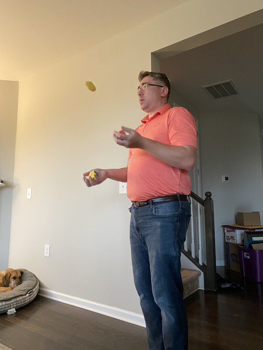 Mrs_Lockhart1's tweet photo. Now Dad has gotten in on the fun! He juggled three, then learned to Flow, and is playing catch with Evelyn. https://t.co/NE4gj9T25f