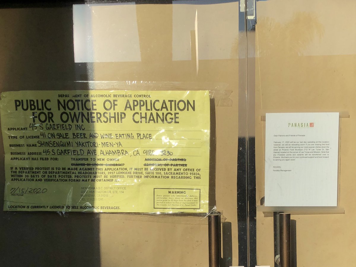 siushi's tweet photo. shinsengumi is opening in #alhambra on garfield just south of main where panasia was; it had closed in monterey park earlier in july. this new location will be a โnoodle and yakitori concept restaurantโ #sgv #626eats https://t.co/9QNKXB6rSI