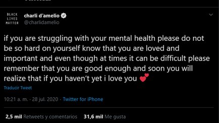 1-° first reason: ° "  @charlidamelio "Charli will always do everything possible to see you happy, he will give you advice, he will encourage you, and he will give you so much love that you forget what sadness really is