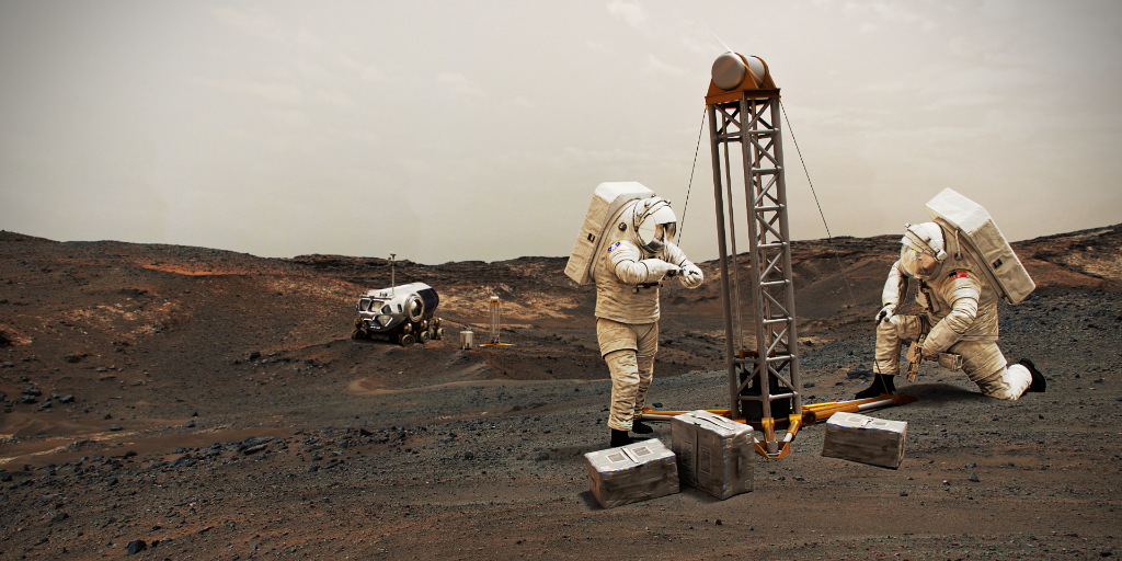 NASA's tweet photo. Our @NASAPersevere rover isn't only searching for signs of ancient life; it's preparing for humans to go to Mars in the future. Hardware for a precise landing, a mobile weather station, and a new method of producing oxygen are on board: https://t.co/JhqydTppn8 #CountdownToMars https://t.co/x4Ril62w9C