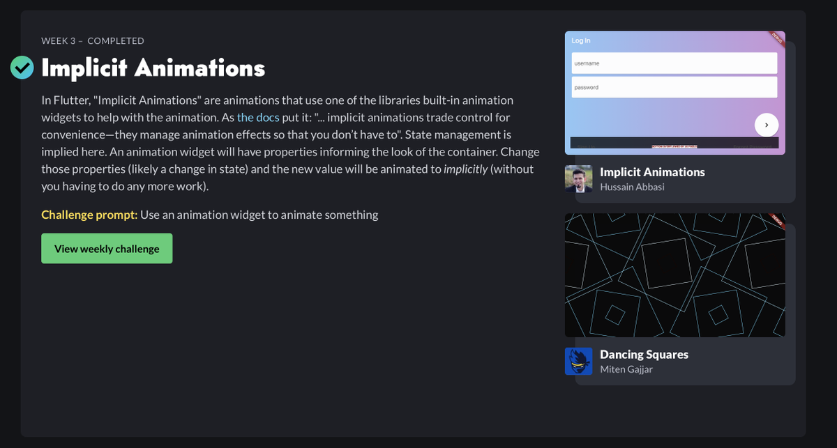 HussainNAbbasi's tweet photo. 🕺 Guess who's pen is featured #1 for week 3's challenge.

#flutter #codepenchallenge #codepen #featured #livecode https://t.co/tEuh8L95MP