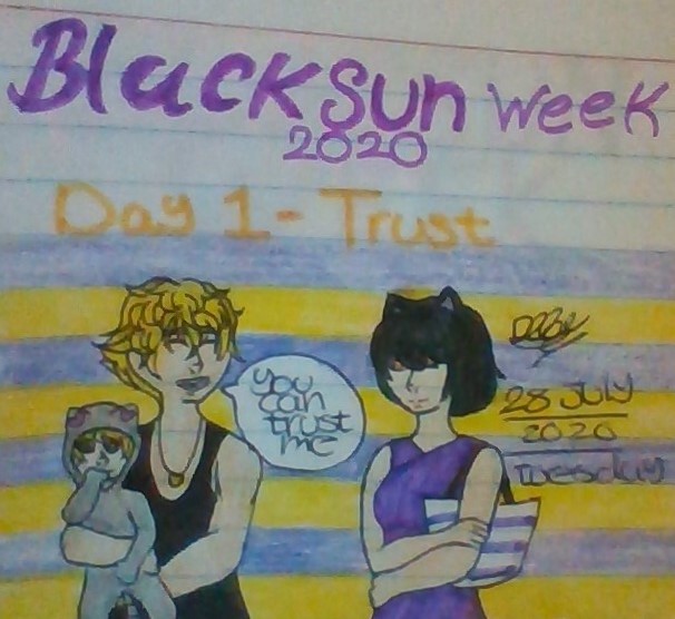 Deby_TheLazy3's tweet photo. can she really trust him?
i’ve noticed that i’ve been drawing blake with purple and idk why but meh, i hope someone likes it!
blacksun week 2020, day 1-trust
#BlacksunWeek2020 #Blacksunweek https://t.co/x55ee3YEam