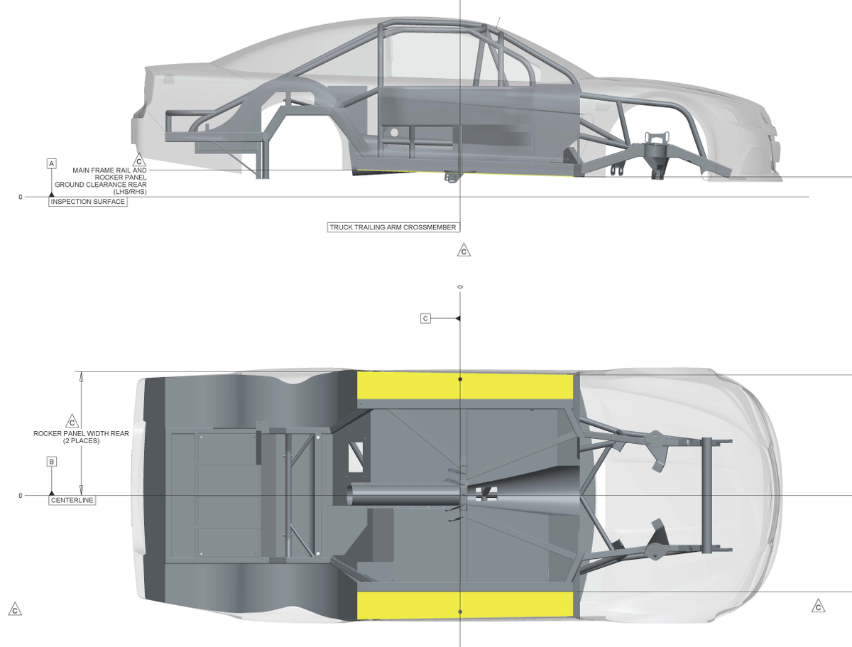 Ran into one more picture that kind of brings all of the pieces that I discussed above together so you can see where the oil pan, crossmember and so on are in realtion to the body.