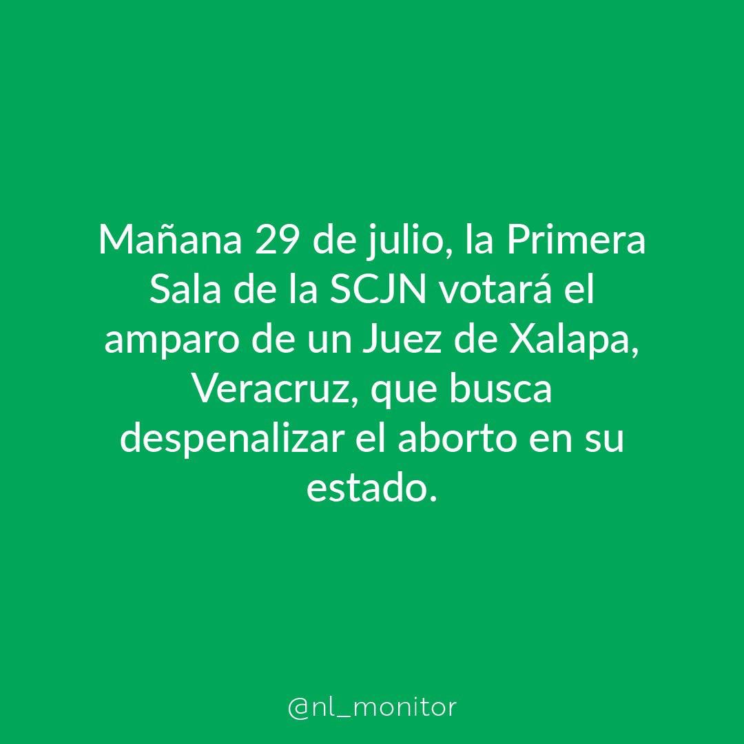 nl_monitor's tweet photo. Mañana se llevará a cabo en la SCJN, la votación del amparo en pro de la despenalización del aborto, solicitado por un juez de Xalapa, Veracruz.
Aquí puedes ver como desmentimos los argumentos que proponen algunos diputades #AntiDerechos del #CongresoNL
#MonitorNL https://t.co/QVAVysvBVN