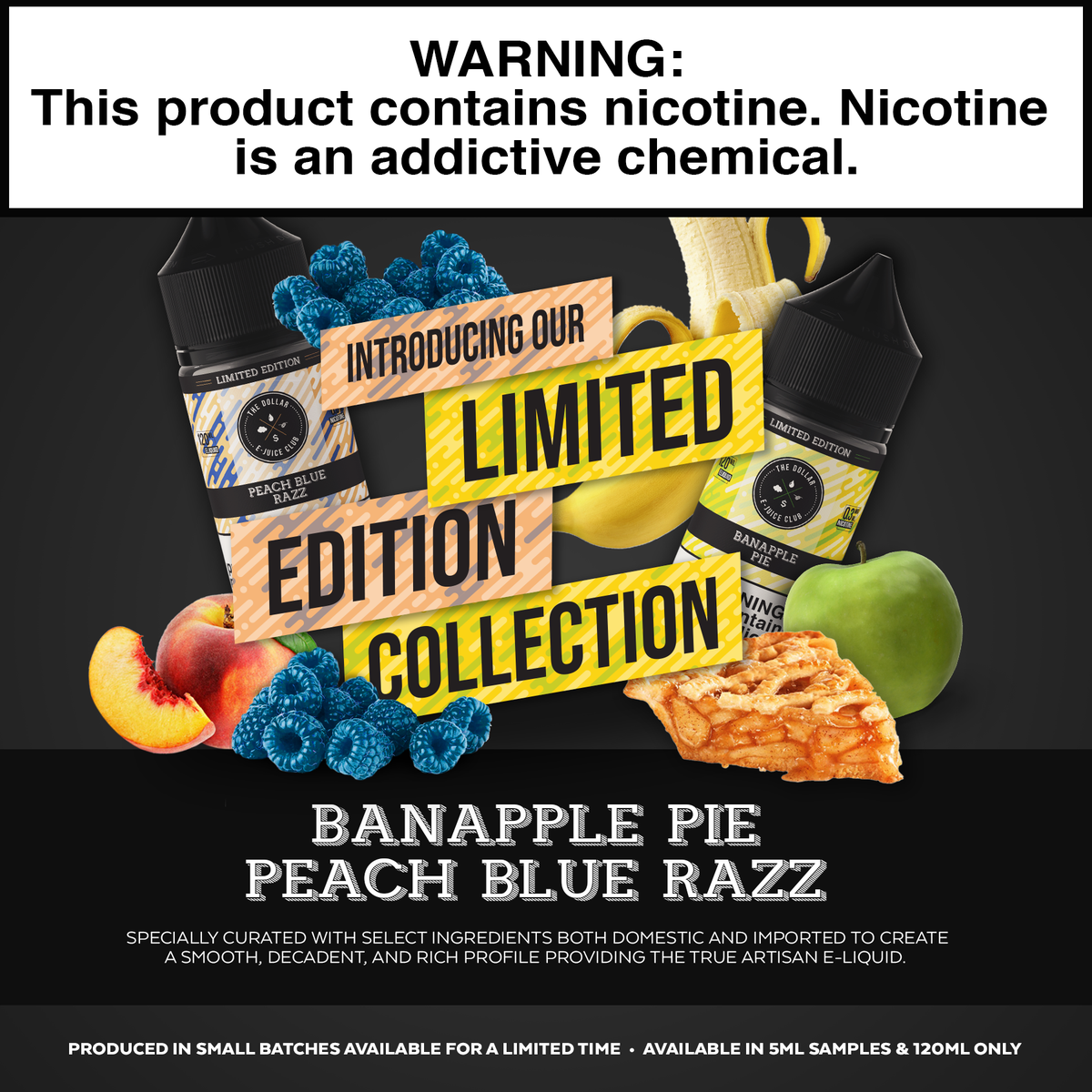 DOLLAREJUICE's tweet photo. Now available! 
BanApple Pie 🍏🍌🥧 Peach  Blue  Razz  🍑💙 https://t.co/TGFmZ14vEz