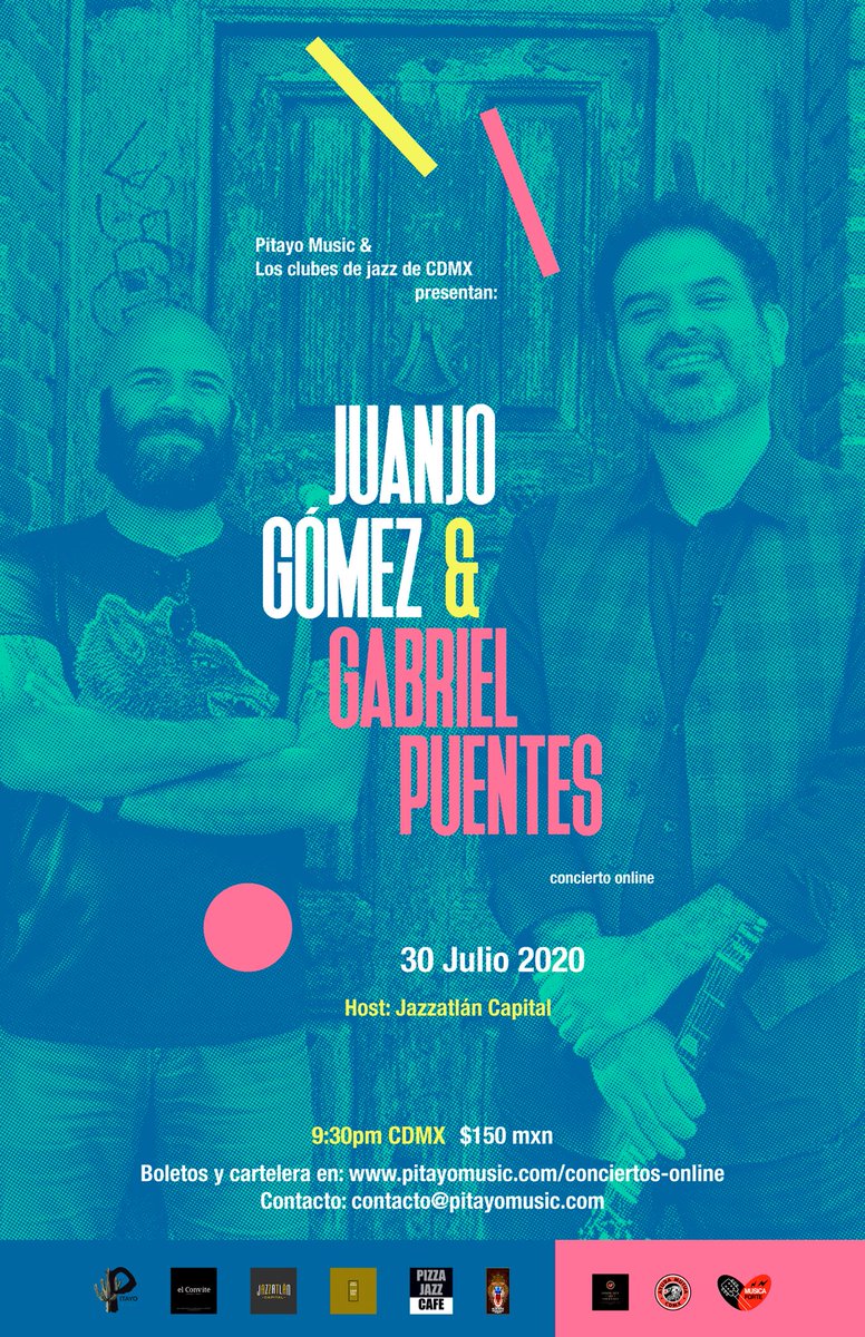 PitayoMusic's tweet photo. El concierto de este jueves va a estar fenomenal!!! De verdad. Se los aseguramos, una noche con música increíble desde la comodidad de su casa. No se lo pierdan!! @gabopuentesjazz &amp; @juanjogomezgtr  JUEVES 30, 9:30pm. Boletos en https://t.co/rU7enzhO8m https://t.co/krwFUkLfSY