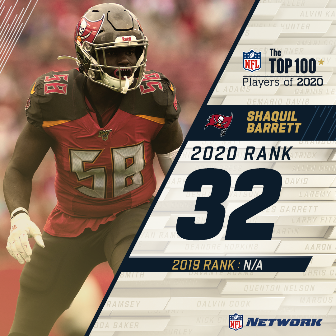 Another huge debut on the   #NFLTop100! @Buccaneers LB  @ShaquilBarrett checks in at 32.