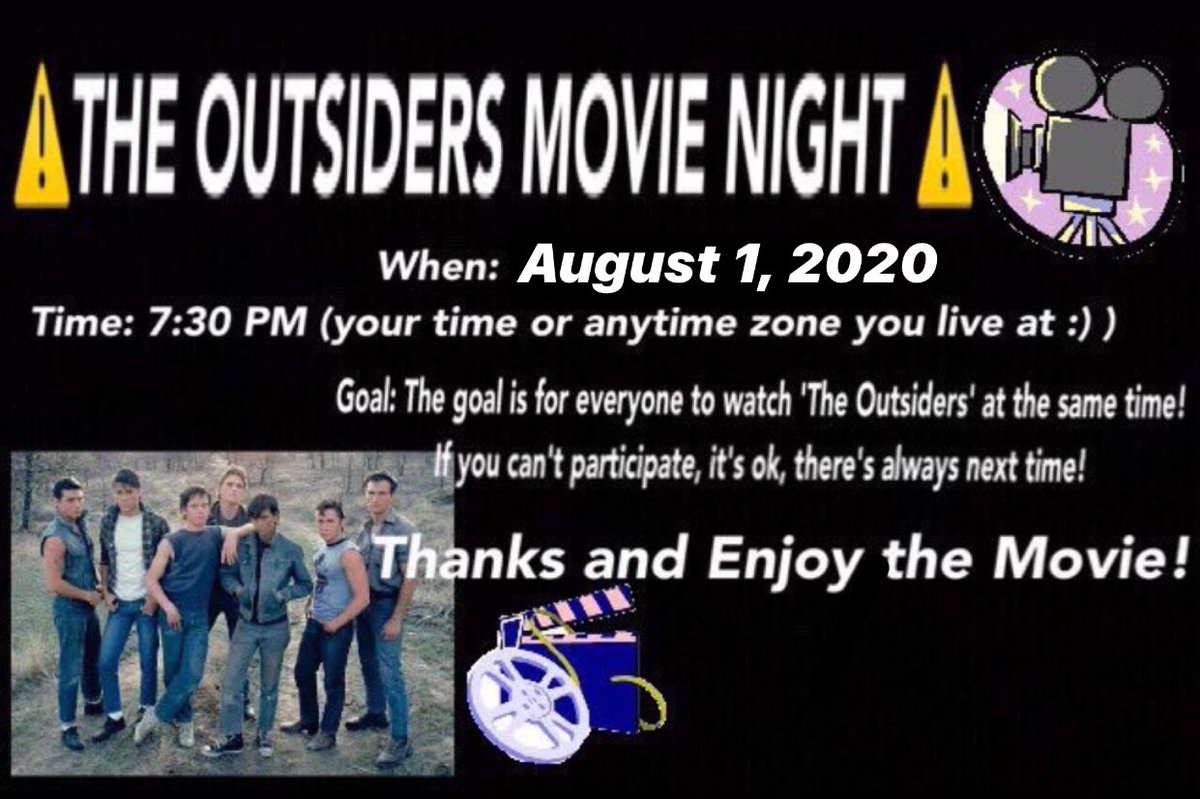 TheOusidersFan's tweet photo. ❤️MOVIE NIGHT!!❤️ RT to spread the word!! 😊 https://t.co/bKNvusxpEZ