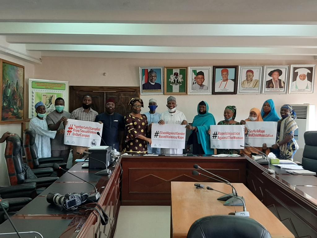 GenderUnit's tweet photo. Photosession with the Vice Chancellor Ahmadu Bello University Prof. Kabir Bala.
#iStandAgainstGenderBasedViolence
#iStandAgainstRape
#WeStandTogetherAgainstGenderBasedViolence
#NoToSexForMarks
#iRiseUpAgainstAllFormsOfSexualHarrassments
#SayNoToRapeAndChildMolestation https://t.co/maDuZfGN45