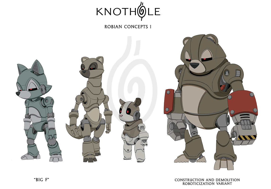 KnotholeTeam's tweet photo. Here's something a little different for you all. Some concept art of our take on Robians! Included is a version of the Robian seen in the SatAM intro whom we've named Big F. Enjoy!
#Knothole #KnotholeComic #SonicTheHedgehog #SonicSatAM #SatAM #Robians https://t.co/9SFI7dmvO9