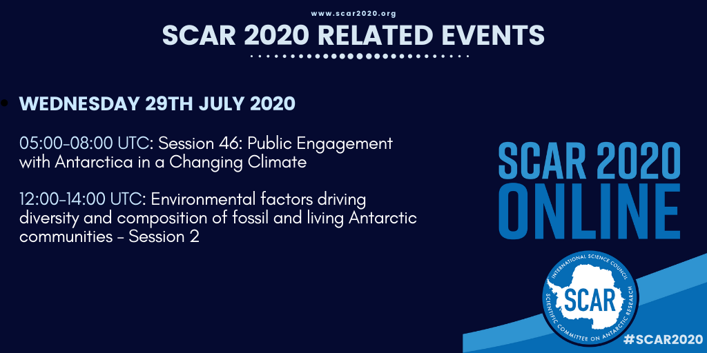 SCAR_Tweets's tweet image. It's Wednesday and we are halfway through our #SCAR2020 related events already! This is the line-up for today.
All session are listed on our related events page. Please visit scar2020.org/related-events to view the full program and get details on how to join the sessions.