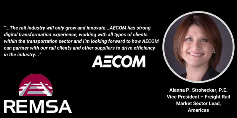 NovaEngineer's tweet photo. Villanova Civil Engineering alumna Alanna Strohecker '01, PE, Vice President - Freight Rail Market Sector Lead, Americas at AECOM, was named Member of the Month by the Railway Engineering-Maintenance Suppliers Association. @REMSAOfficial #RailroadEngineering https://t.co/H6uER5dFXt