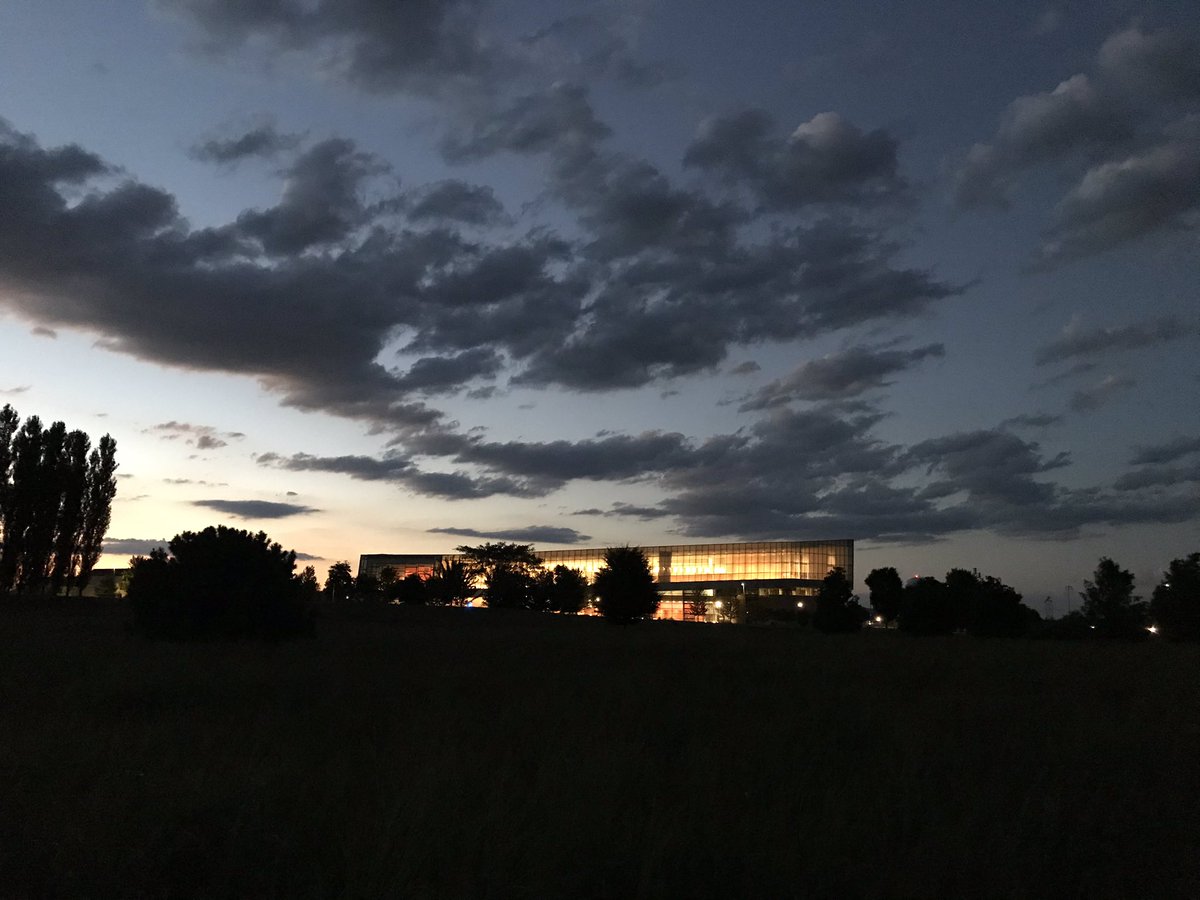 Dramatic view of <a href="/PennStateLaw/">Penn State Law</a> on a midsummer night’s eve <a href="/penn_state/">Penn State</a>.