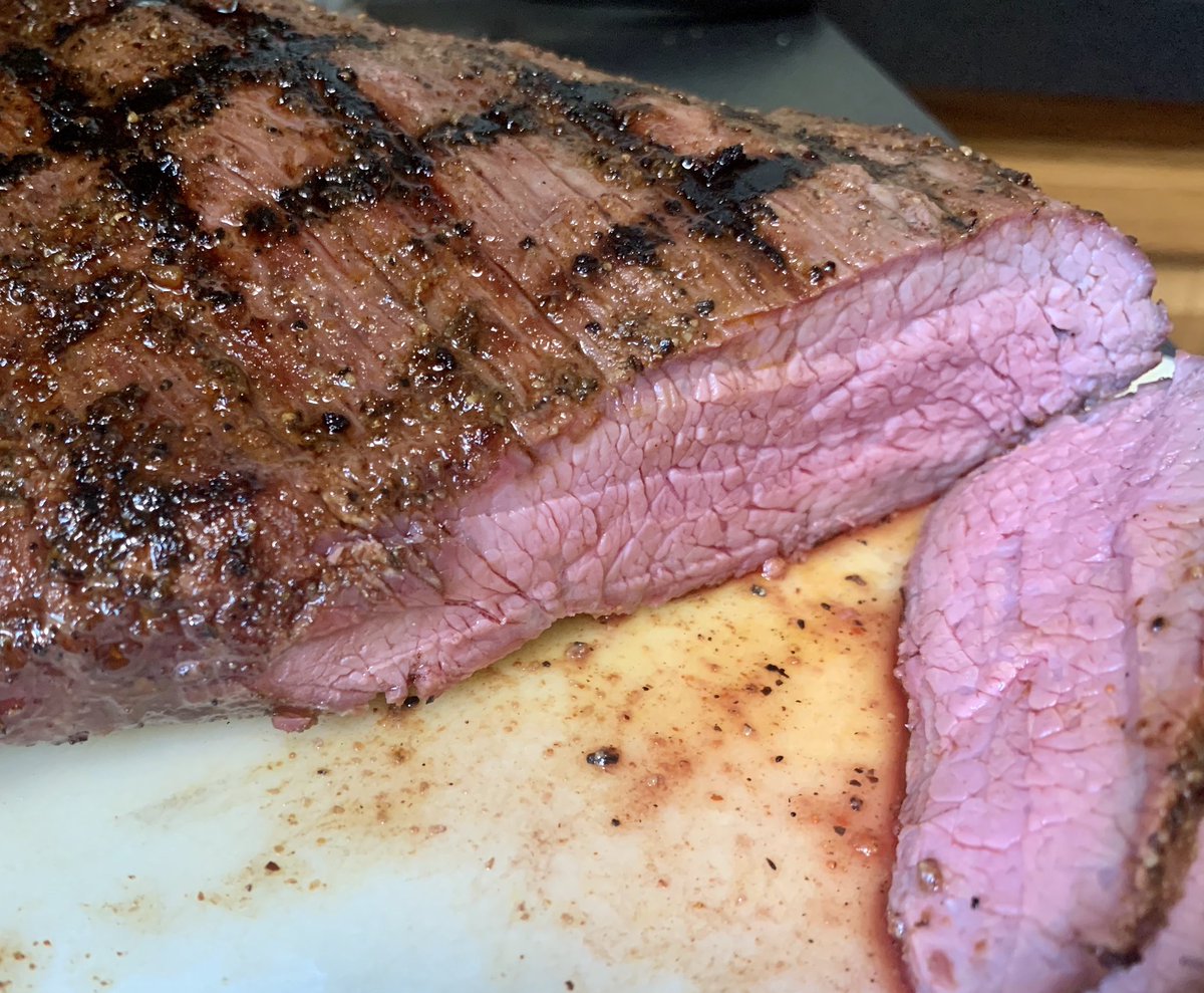 SweetCleaverBBQ's tweet photo. Reverse sear #TriTip on the @OutlawBBQSmoker Patio. Smoked until 110, seared to +/- 135. Seared w/ @GrillGrate  on my @WeberGrills kettle. Seasoned w/ #TheJudgeHot &amp; #ThePunisher. #AOBBQ #BBQ https://t.co/o5eeZmwzEi https://t.co/YKrhXHhY9q https://t.co/4ED2wXdyLN