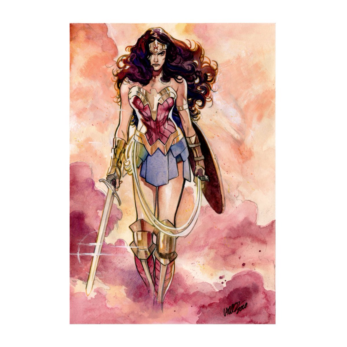 I did some watercolors today. It's the first time I draw this lady. She is such an icon. 
#WonderWoman #dccomics