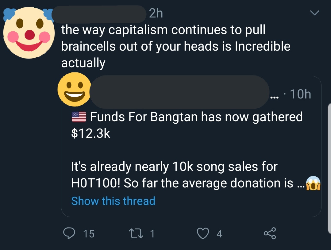 After this tweet got attention, a lot of undesirable people started replying and quoting, telling ARMYs they were wasting their money and that they should put it towards issues that are more "important".+
