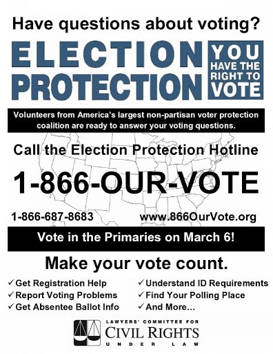 If you have questions or encounter problems voting, contact the Voter Protection Hotline, which is run by  @LawyersComm. 8/