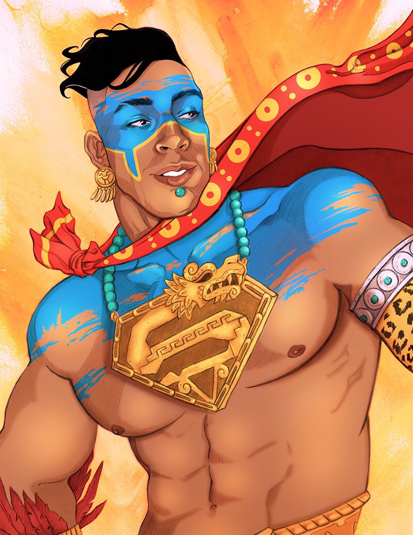 TerryBlas's tweet image. I drew an Aztec/Mayan, Mexican INSPIRED (So definitely not accurate) #Superman to go with my Aztec Wonder Woman. This was a lot of fun to make and I’m pleased with it. If you’d like a print, message me here and I’ll send you details! Get one while I have some!