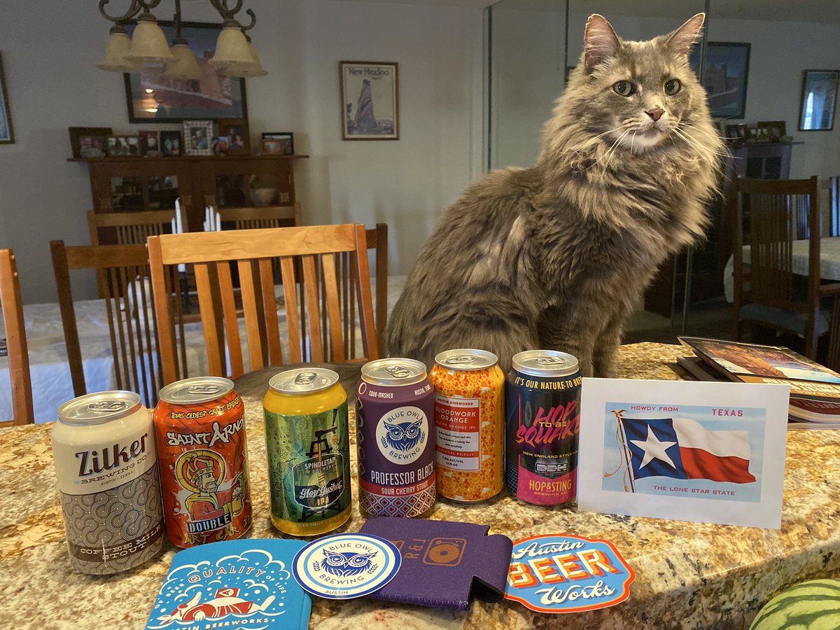 IBKinTN's tweet photo. One heck of a day with @USPS!#beercat Cypress inspects #TexasCraftBeer #Beermail  @BlueOwlBrewing @SpindleTap @SaintArnold @ZilkerBeer @HopandStingBeer @AustinBeerworks Thank You So much @amethyst_heels! Looking forward to trying them out! 😻🍻😻 https://t.co/fcFpkcj0lM