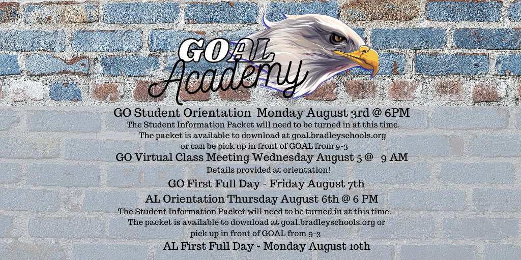 GOALAcademyBCS's tweet photo. Back to School Information! - Important information for incoming GO and AL students!  Visit https://t.co/jH7xBBcL0G to download and print your Student Information Packet and have it ready for your orientation!  https://t.co/WsTzEmbyHl https://t.co/wU2Vtp95od