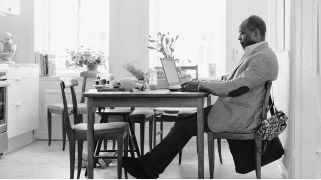 Man at home on laptop