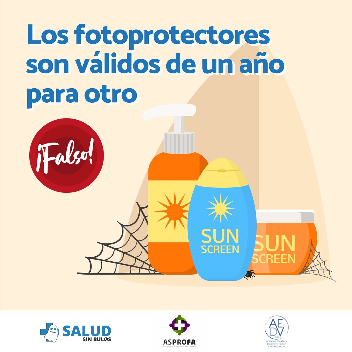 aedv_es's tweet photo. #saludsinbulos El confinamiento multiplica los bulos sobre protección solar y sus consecuencias #dermasinbulos
¡Que no te confundan!
❌ Los fotoprotectores son válidos de un año para otro
⛔ ¡FALSO! https://t.co/6XdH2mp2Ne